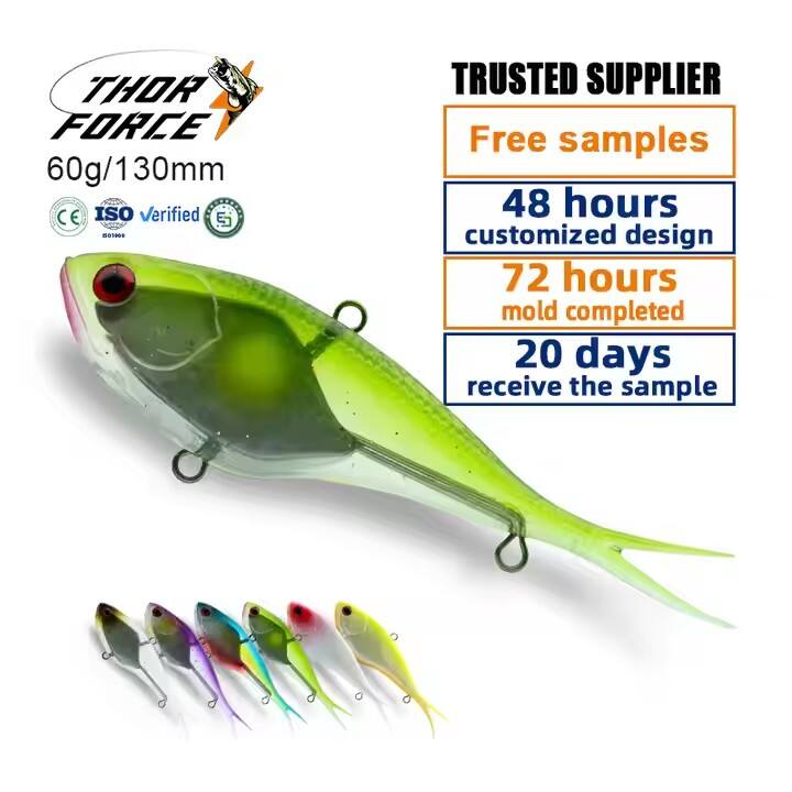 THORFORCE New Design 13cm 60g Saltwater Sinking Split Tail Soft VIB Fish Lure Lead Sinker inside Vibra Lure soft fishing lures