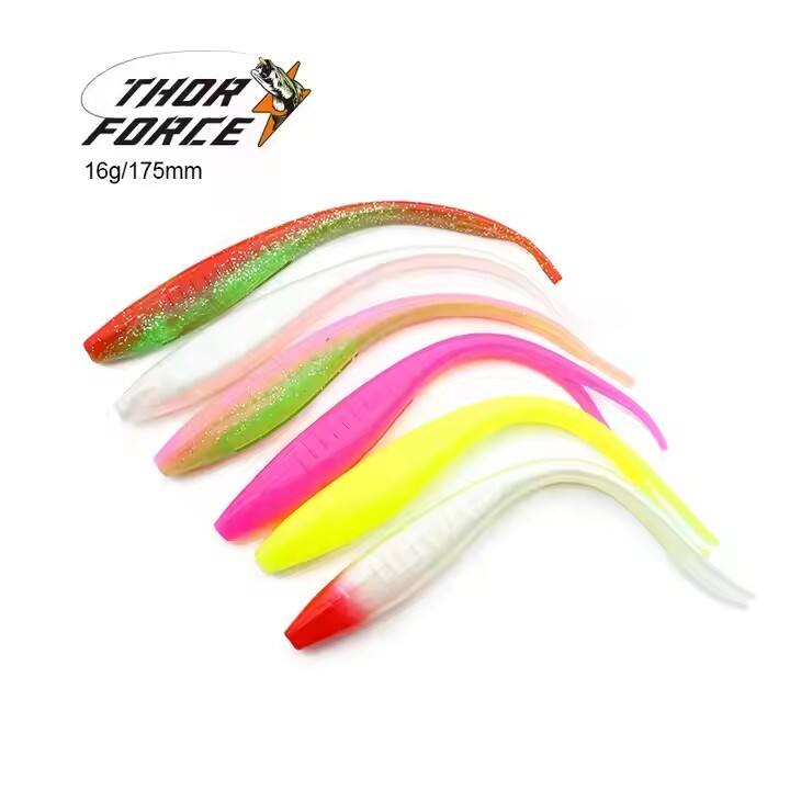 New Design Six Colors 175mm 16g Split Tail Soft Bait for Freshwater and Saltwater Soft Plastic Fishing Lure 3pcs/bag