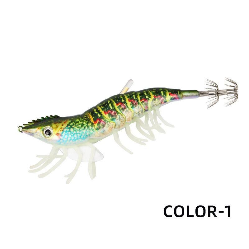 80mm shrimp jig Egi deep sea lure 3D eyes print 607