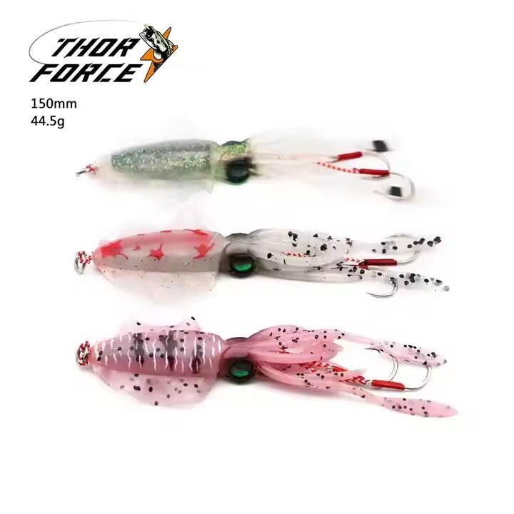 THORFORCE. Hot Selling 44.5g 150mm Soft And High Elastic Bait Long Tail Squid Fishing Lure