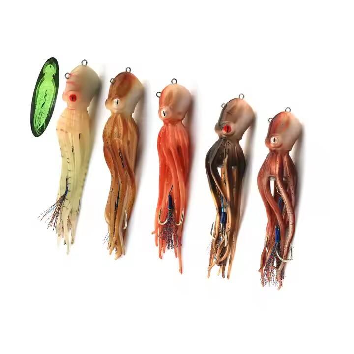 Effervescent Ink TabletsArtificial Swimbait Tuna Lures Jig Elastic Rubber Squid Skirts Soft Octopus Saltwater Fishing Bait Lures