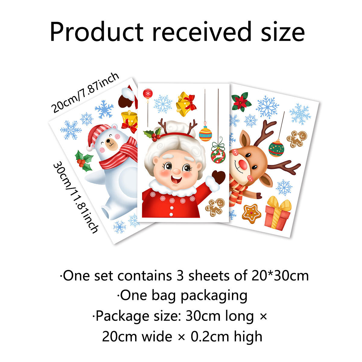 Santa Claus Snowflake Christmas Stickers Children's room Kindergarten Decorative Stickers Self-adhesive PVC Wall Stickers