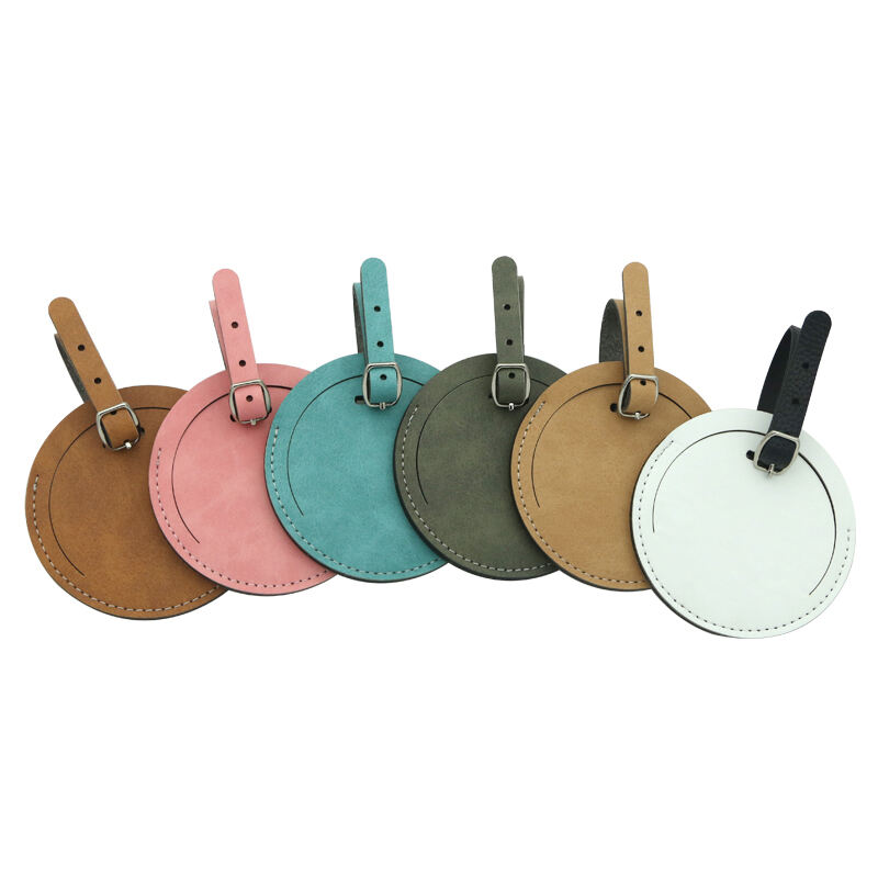 Sublimation Colorful Double Side PU Leather Luggage Tag - Round