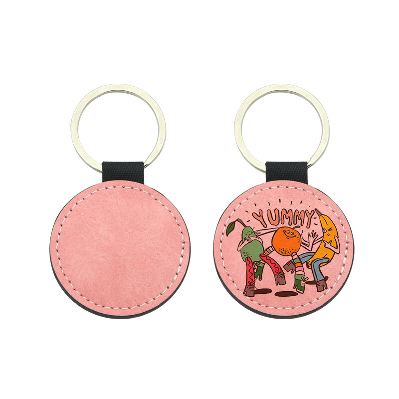 Porte-clés rond en PU par sublimation - Impression double face