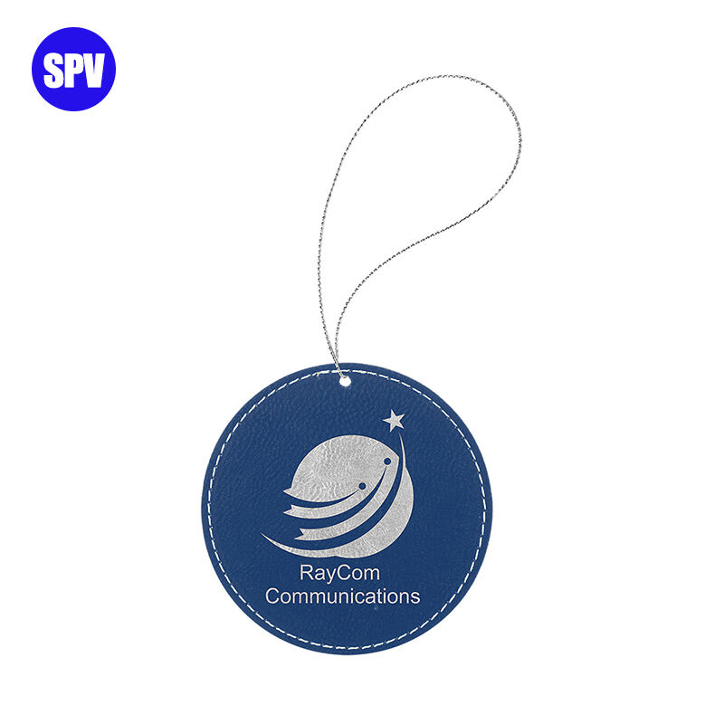 Laserable Leatherette Round Ornament with Strings