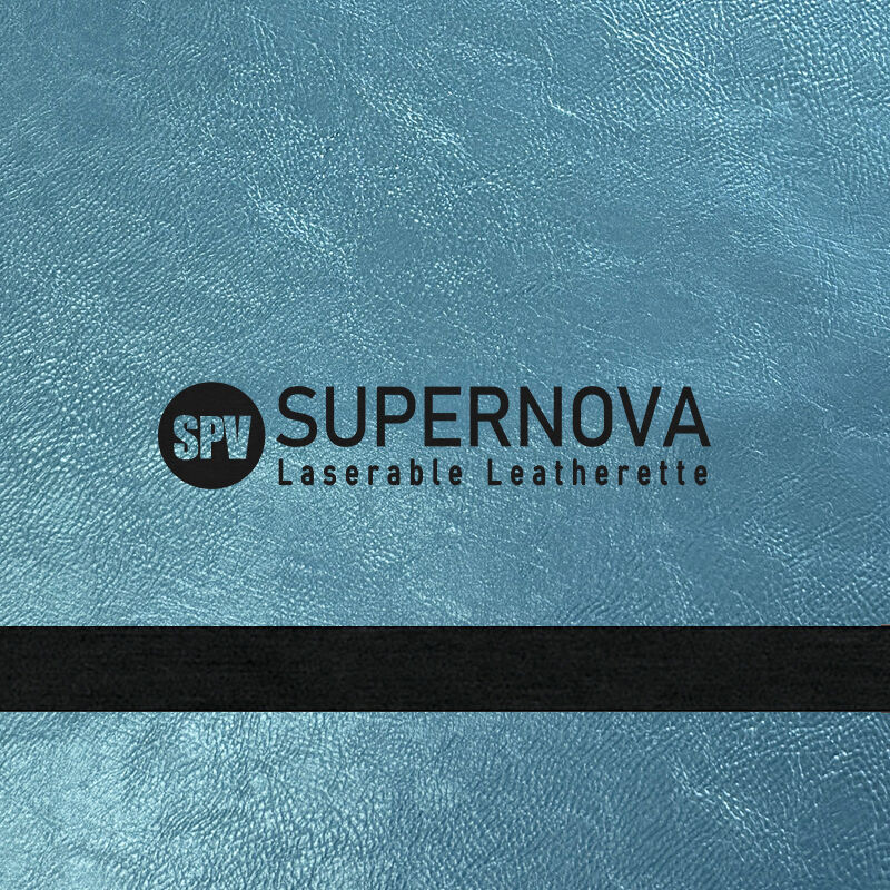 Sky Blue/Black Metallic Laserable Leatherette Sheet 
