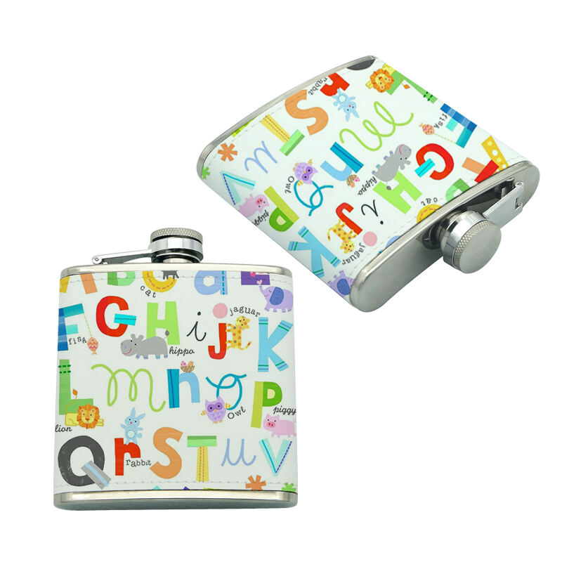 6 oz. Sublimation Leatherette Stainless Steel Flask