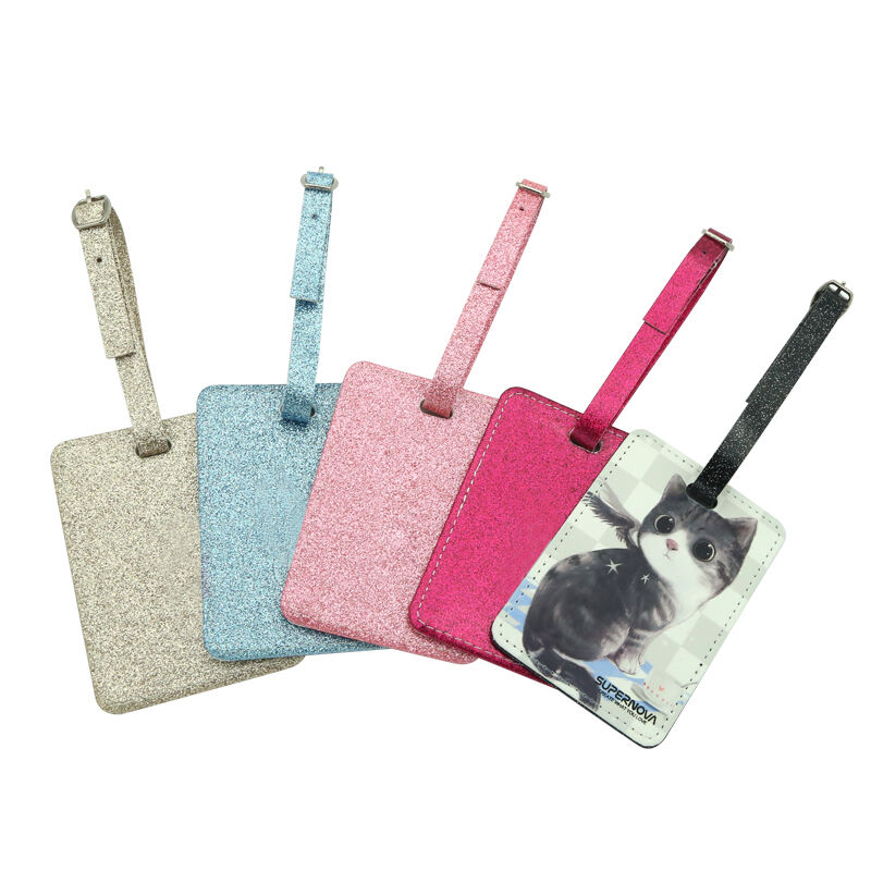 Sublimation Glitter Leather Luggage Tag-Single Side Printable