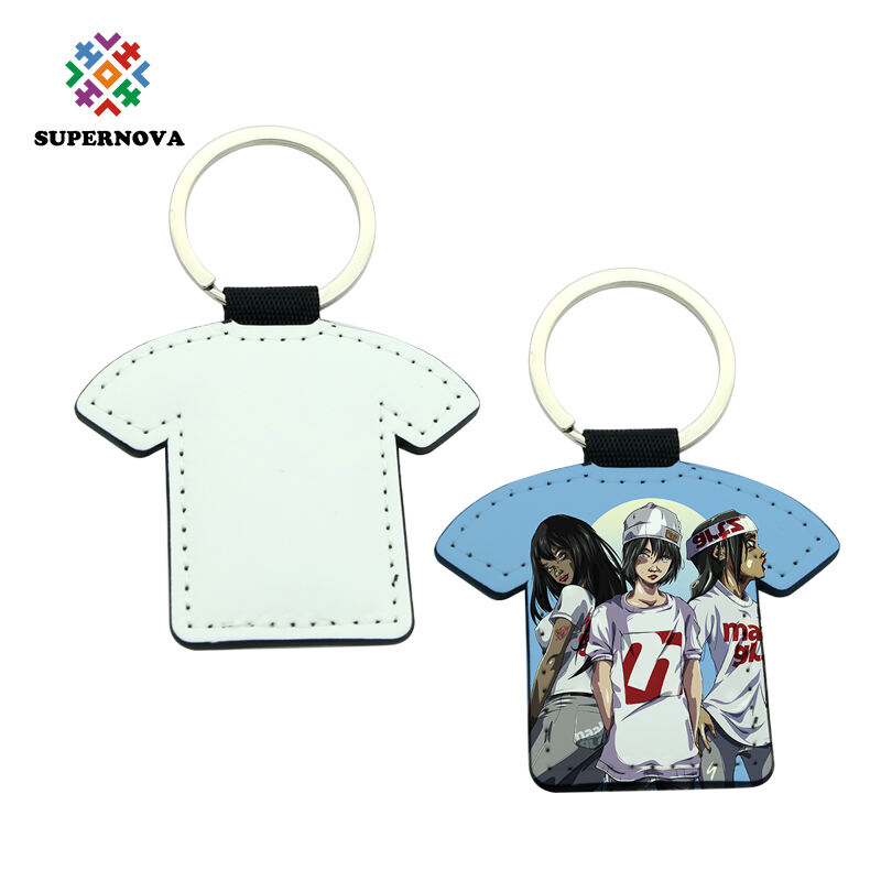 Porte-clés en Cuir PU par Sublimation de Forme T-shirt - Impression Double Face