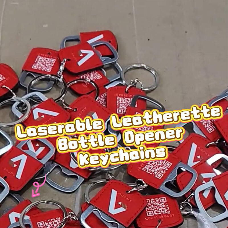Laserable Leatherette Bottle Opener Keychains