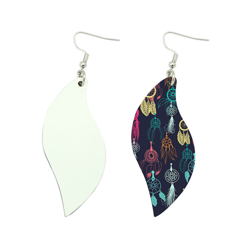 Puces d'oreilles en simili cuir PU par sublimation, forme feuille (paire)
