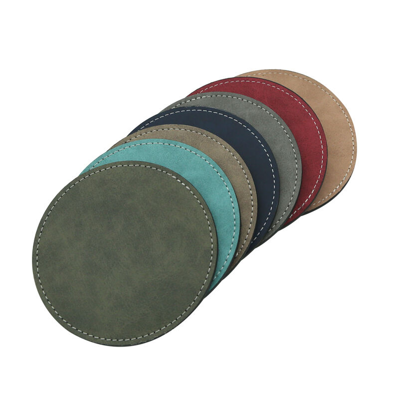 Sous-verre en simili cuir par sublimation - Ronde