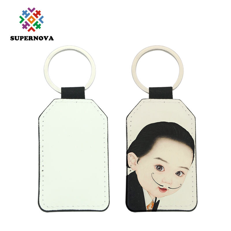 Porte-clés Rectangle en Cuir PU par Sublimation - Impression Double Face