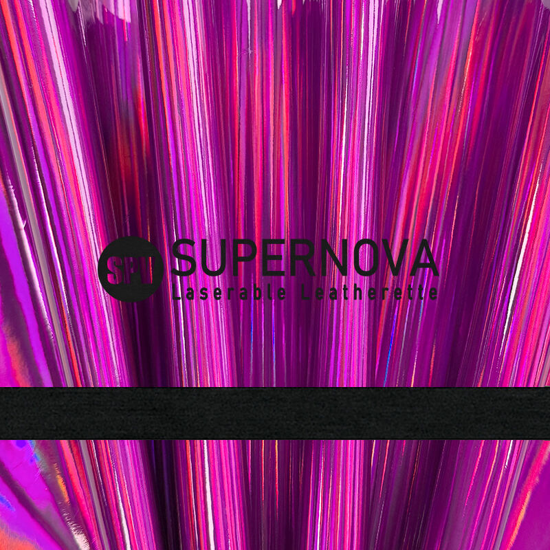 Magenta Purple/Black Holographic Laserable Leatherette Sheet 