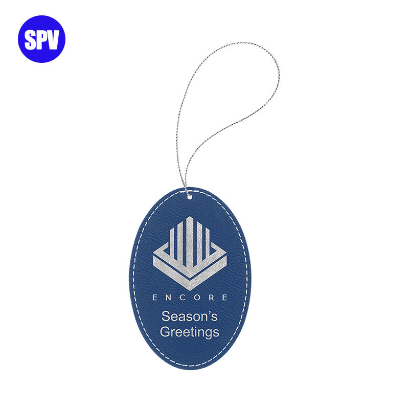 Laserable Leatherette Oval Ornament with Strings