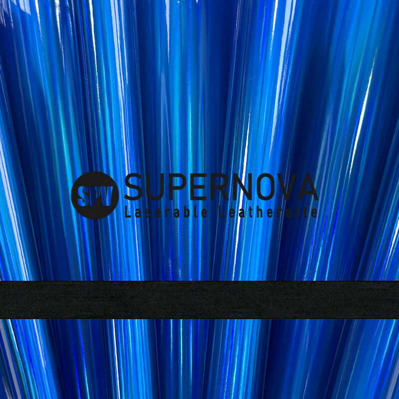 Royal Blue/Black Holographic Laserable Leatherette Sheet 