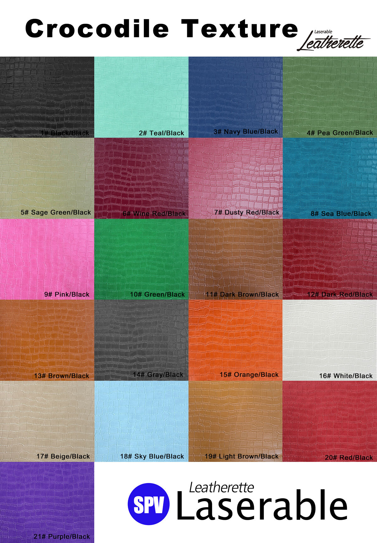 Crocodile Embossed Laserable Leatherette Sheet 