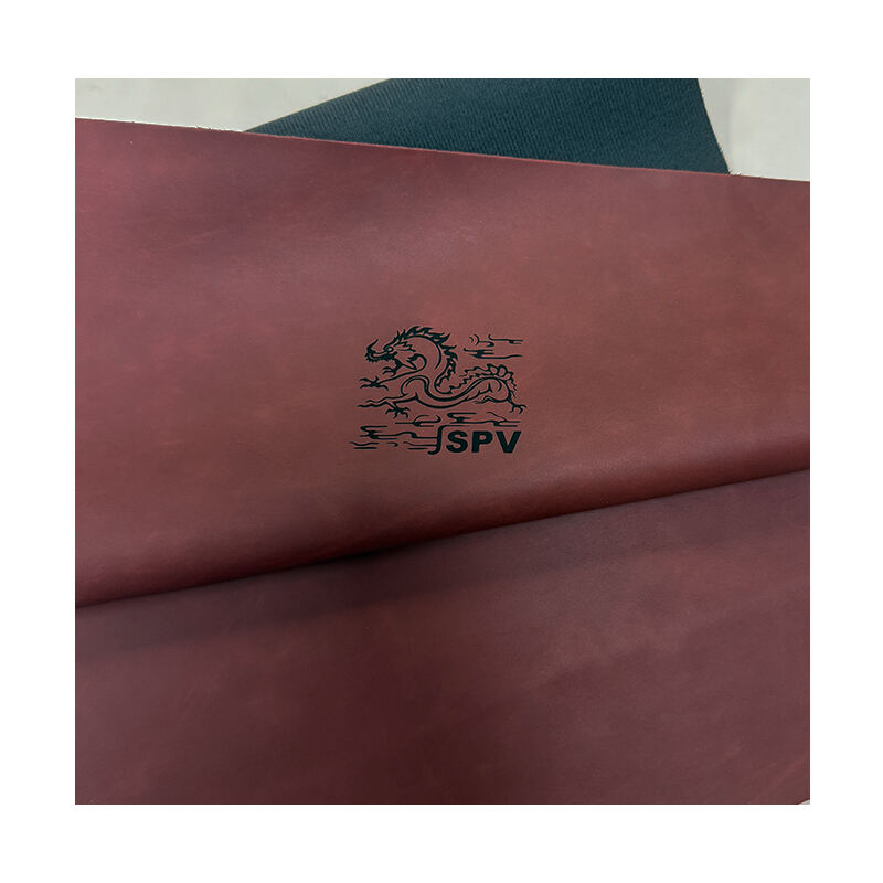 Red Brown/Black PU Cowhide Grain Laserable Leatherette Sheet