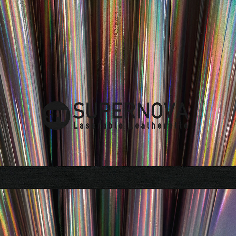 Gunmetal Gray/Black Holographic Laserable Leatherette Sheet 