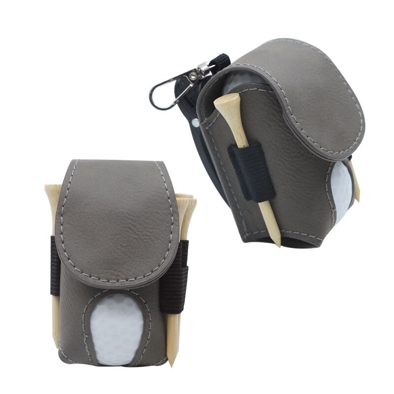 Laserable Leatherette Golf Ball Holder with 5 Wooden Tees