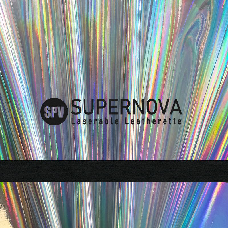 Silver/Black Holographic Laserable Leatherette Sheet 