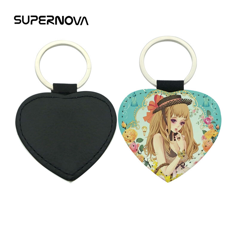 Porte-clés Cœur en Cuir PU par Sublimation - Impression Simple Face