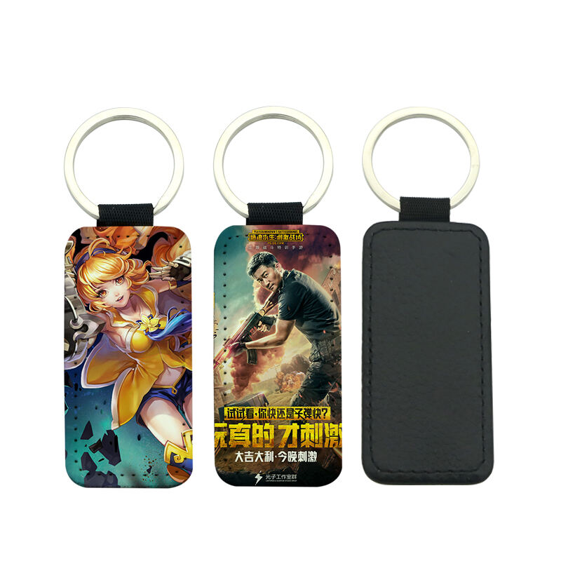 Porte-clés Rectangle en Cuir PU par Sublimation - Impression Simple Face