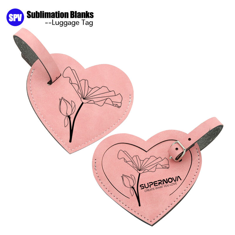 Sublimation Colorful Double Side PU Leather Luggage Tag - Heart