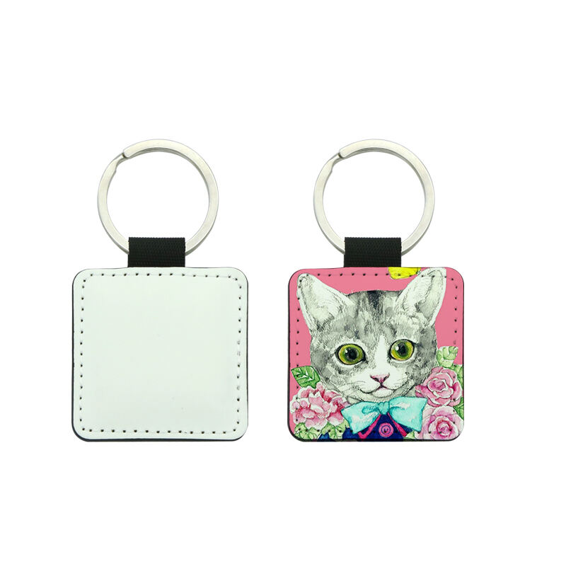 Porte-Clés Carré en Cuir PU avec Sublimation - Impression Bilatérale