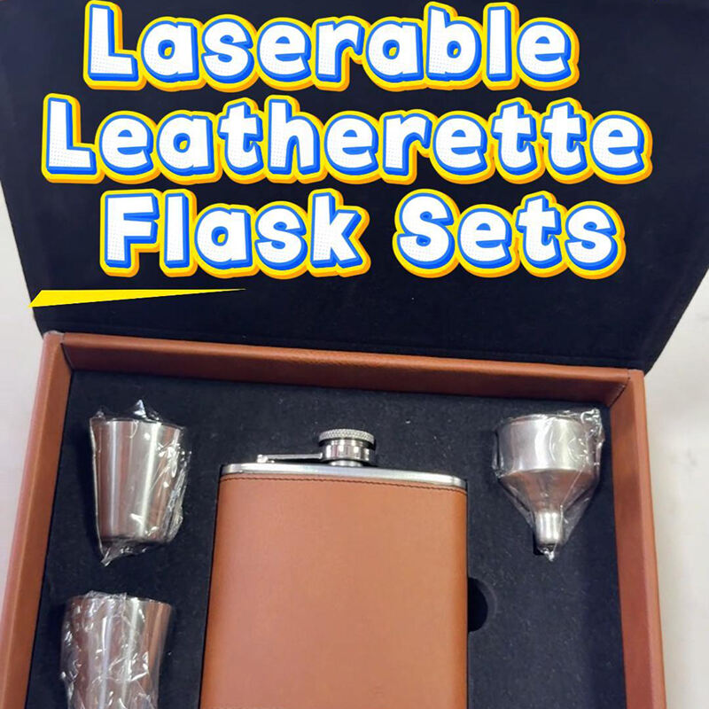 Laserable Leatherette Flask Sets