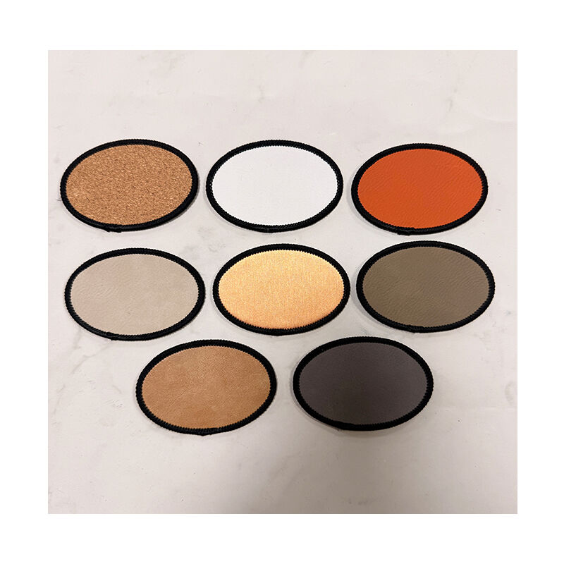 ป้ายหนังเทียมรูปวงรีขนาด 3 1/2 นิ้ว × 2 1/2 นิ้ว สำหรับเลเซอร์ได้ พร้อมขอบเมอโรว์และกาวติด