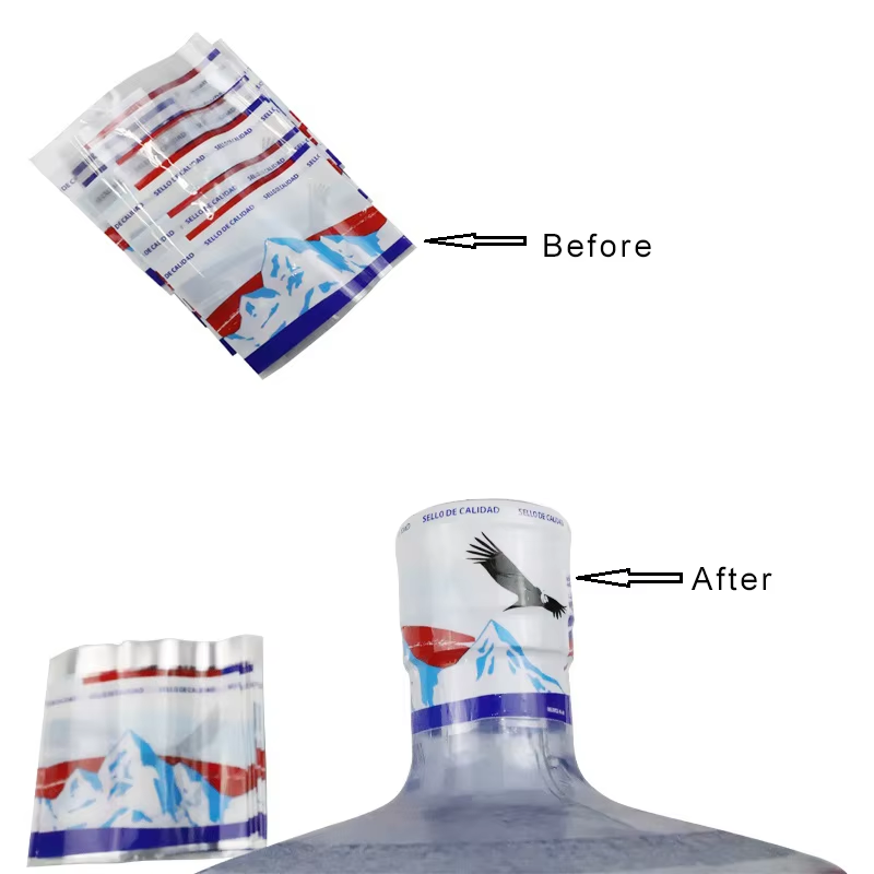Custom Pvc Printing Bottle Shrink Labels for 5 Gallon Bottle Waterproof 5 Gallon Water Bottle Label Sealing Labels