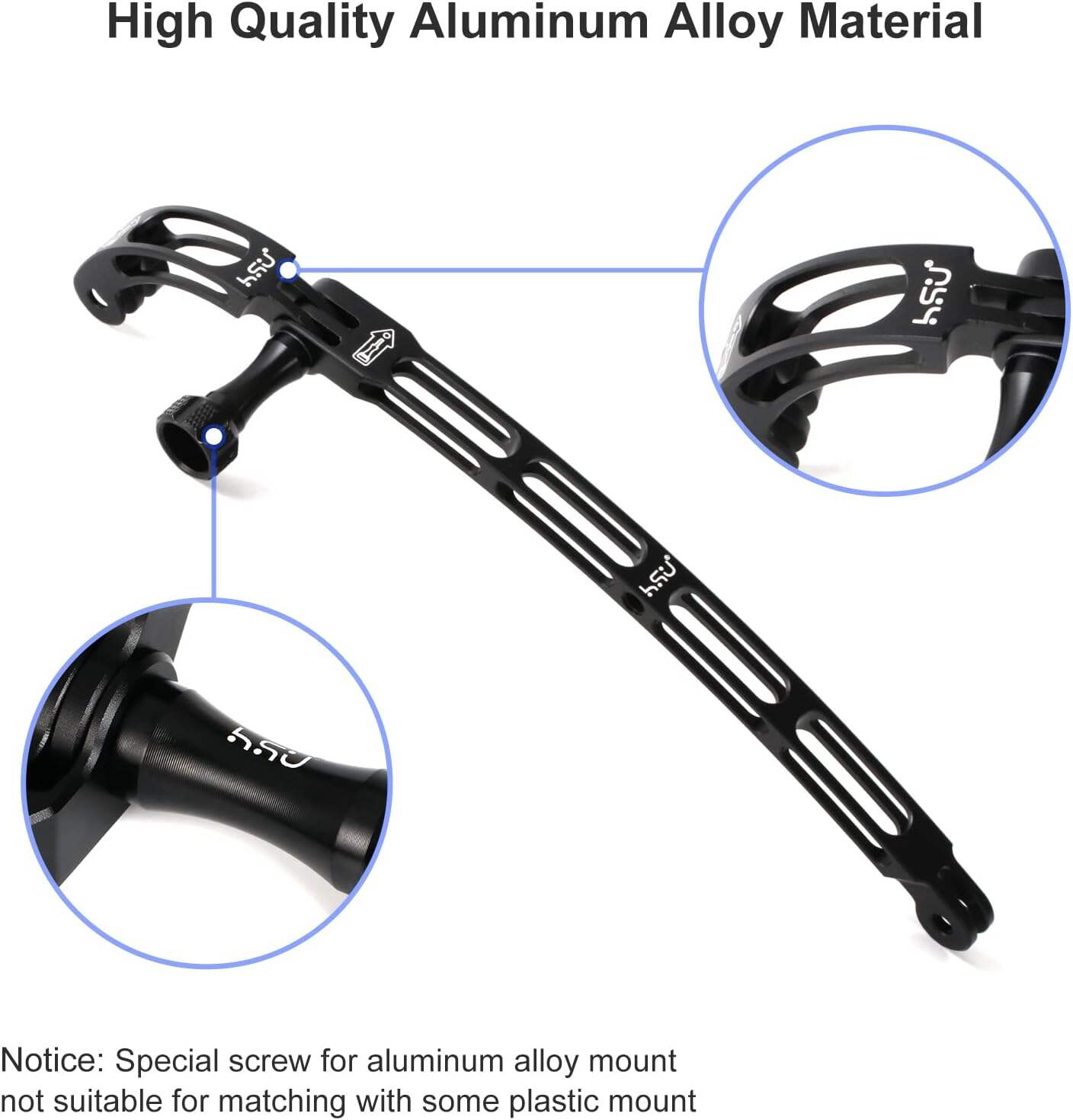 HSU Aluminum Curved Extension Arm Mount Screw Kit  for GoPro Hero 13/12/11/10/9/8/7/6/5 Black,Session 5/4, DJI Osmo Action