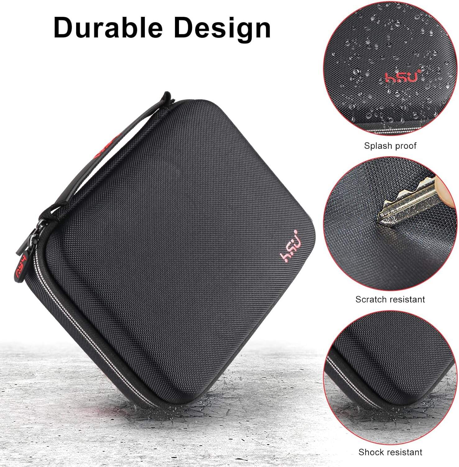 Estuche de transporte impermeable de tamaño mediano HSU para GoPro Hero 13/12/11/10/9/8/7/(2018)/6/5/4/3 negro, Insta360, cámaras de acción DJI (rojo)