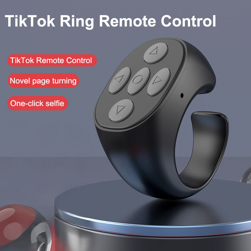 HSU 2025 Bluetooth 10M Controle Remoto de Anel Gadget com Função de Selfie e Controle por Toque no Dedo, Aprovações com 4 Botões para IPhone, Xiaomi e Tiktok