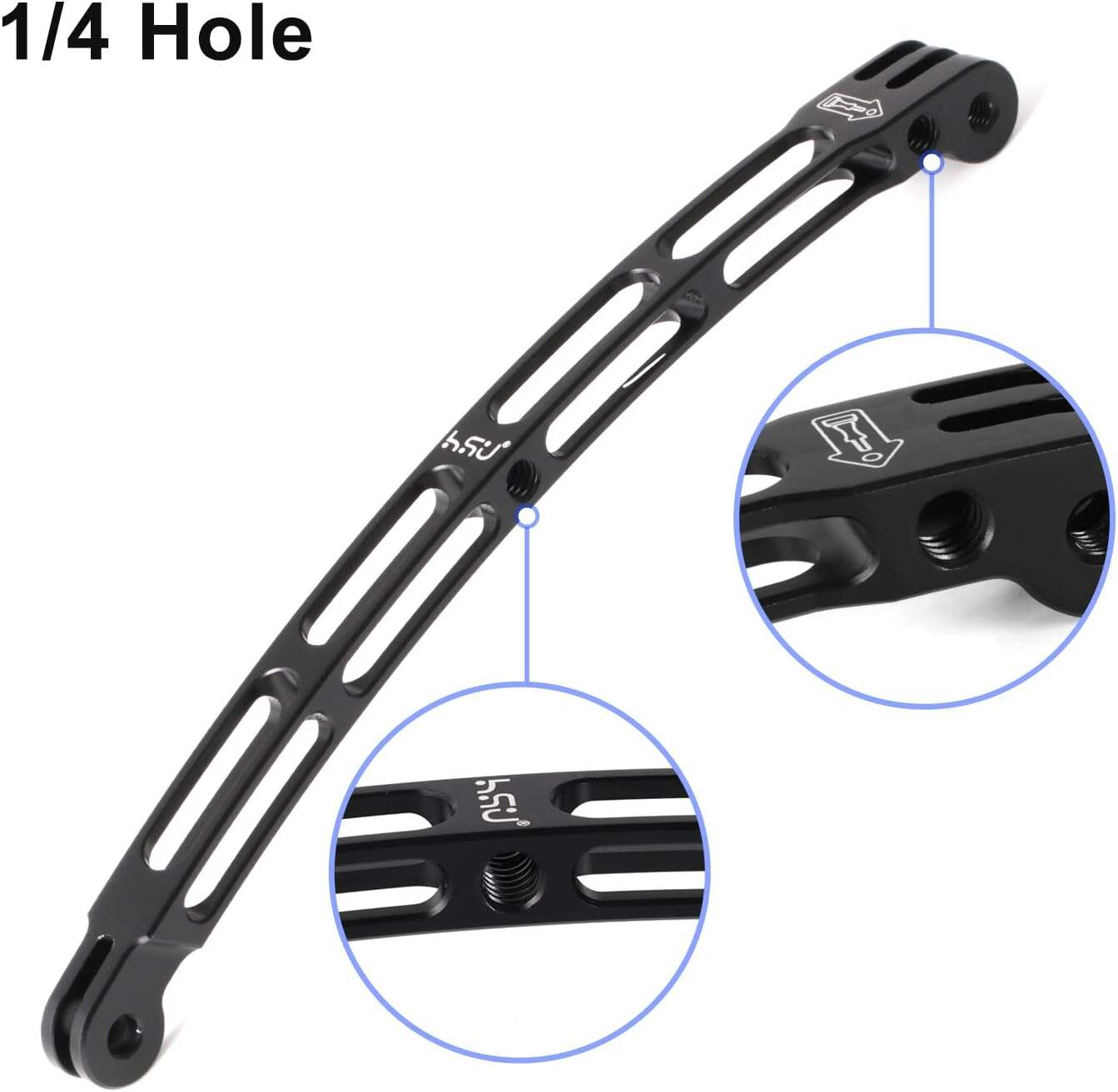 HSU Aluminum Curved Extension Arm Mount Screw Kit  for GoPro Hero 13/12/11/10/9/8/7/6/5 Black,Session 5/4, DJI Osmo Action