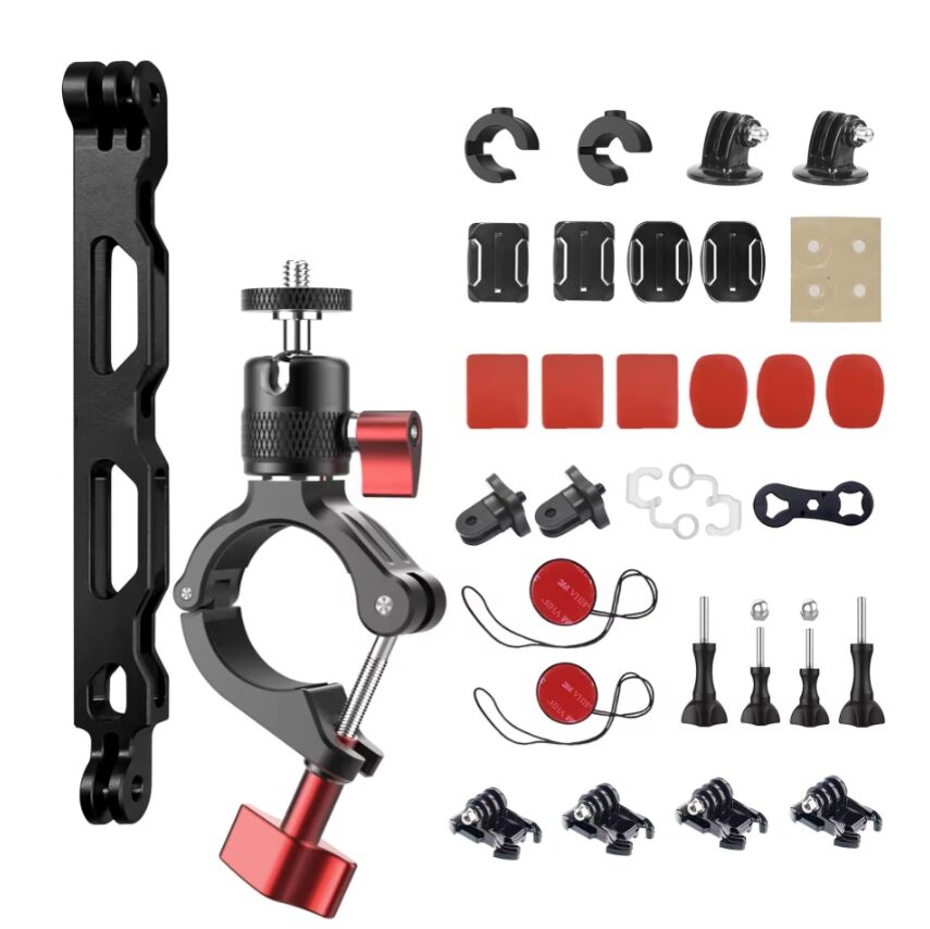 Hsu mountain bike guiador extensão braço capacete kits de montagem braçadeira alumínio acessório da motocicleta pacote para go pro insta360