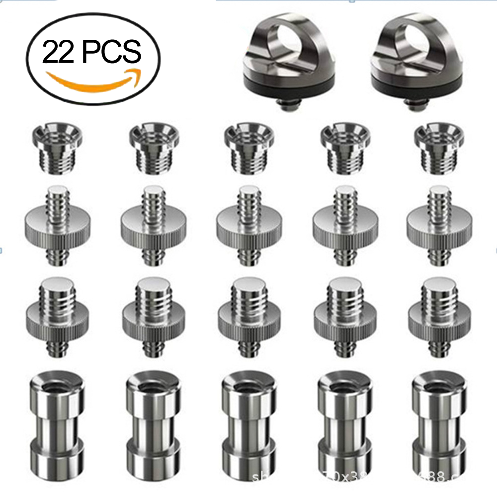 HSU 22PCS Camera Screw Kit D-Ring Quick Release Plate Mount Screw 1/4