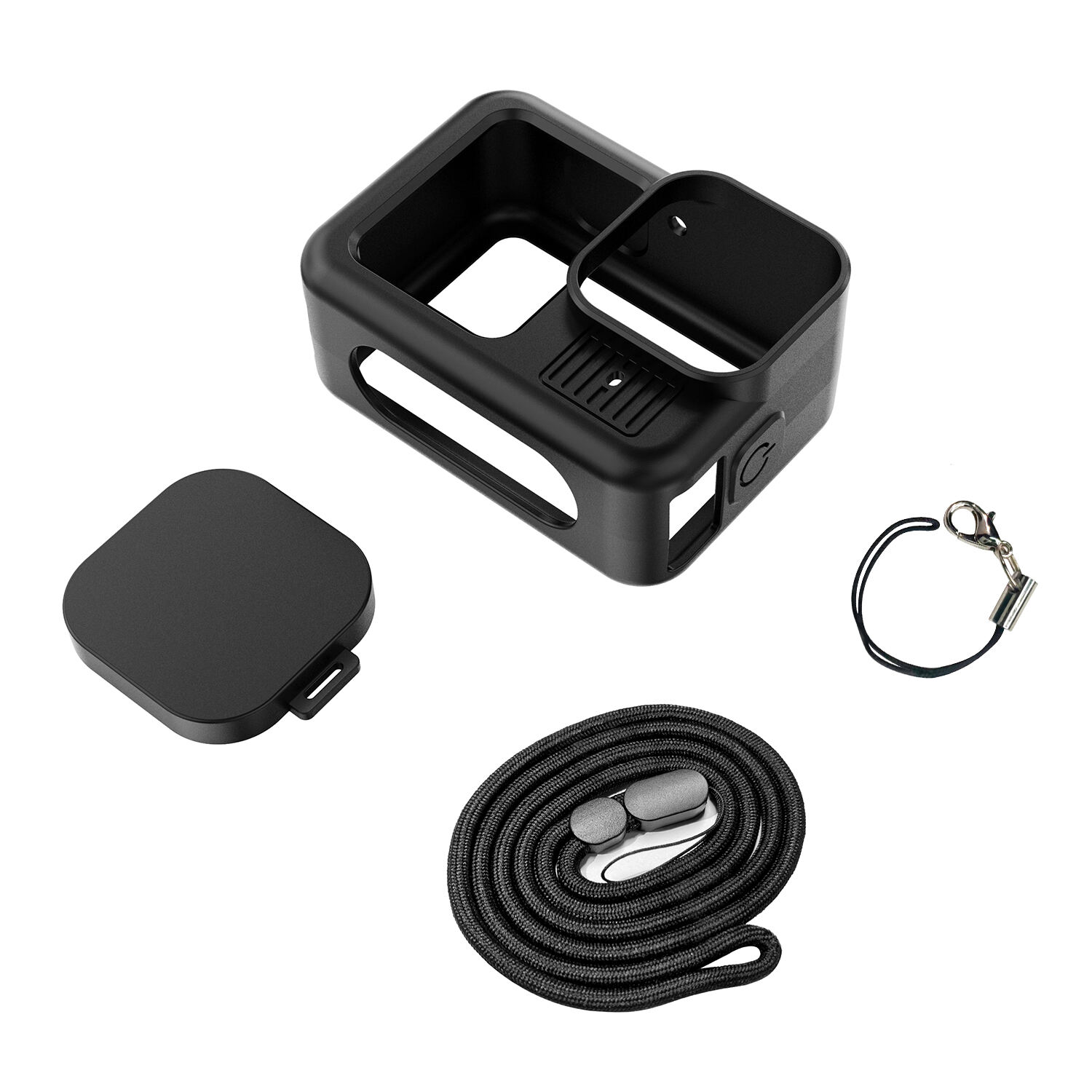 Étui en silicone HSU pour Go Pro Hero 13 Black avec capuchons d'objectif et cordon pour kit d'accessoires Go Pro Hero 13 Black