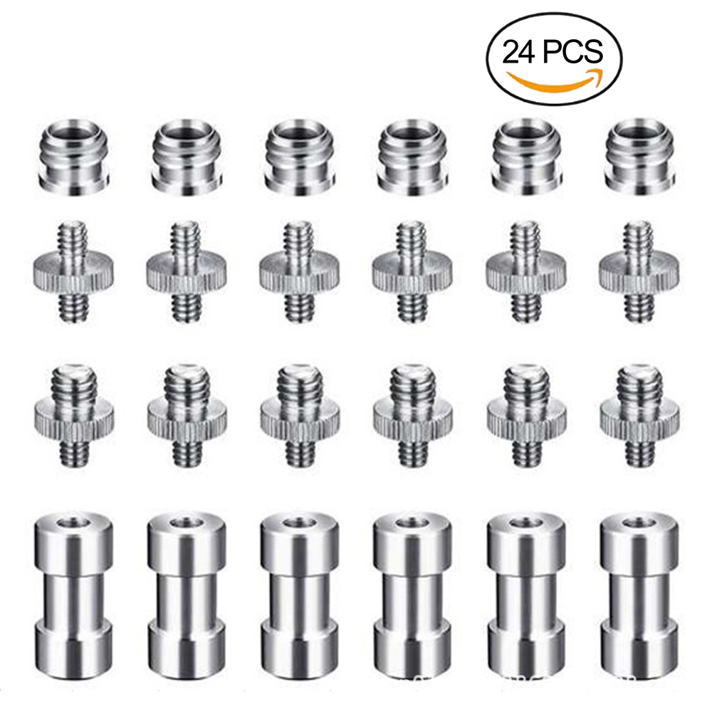 HSU 24PCS 1/4 Inch and 3/8 Inch Converter Threaded Screws Adapter Mount Set for Camera/Tripod/Monopod/Ballhead, 21 Pieces