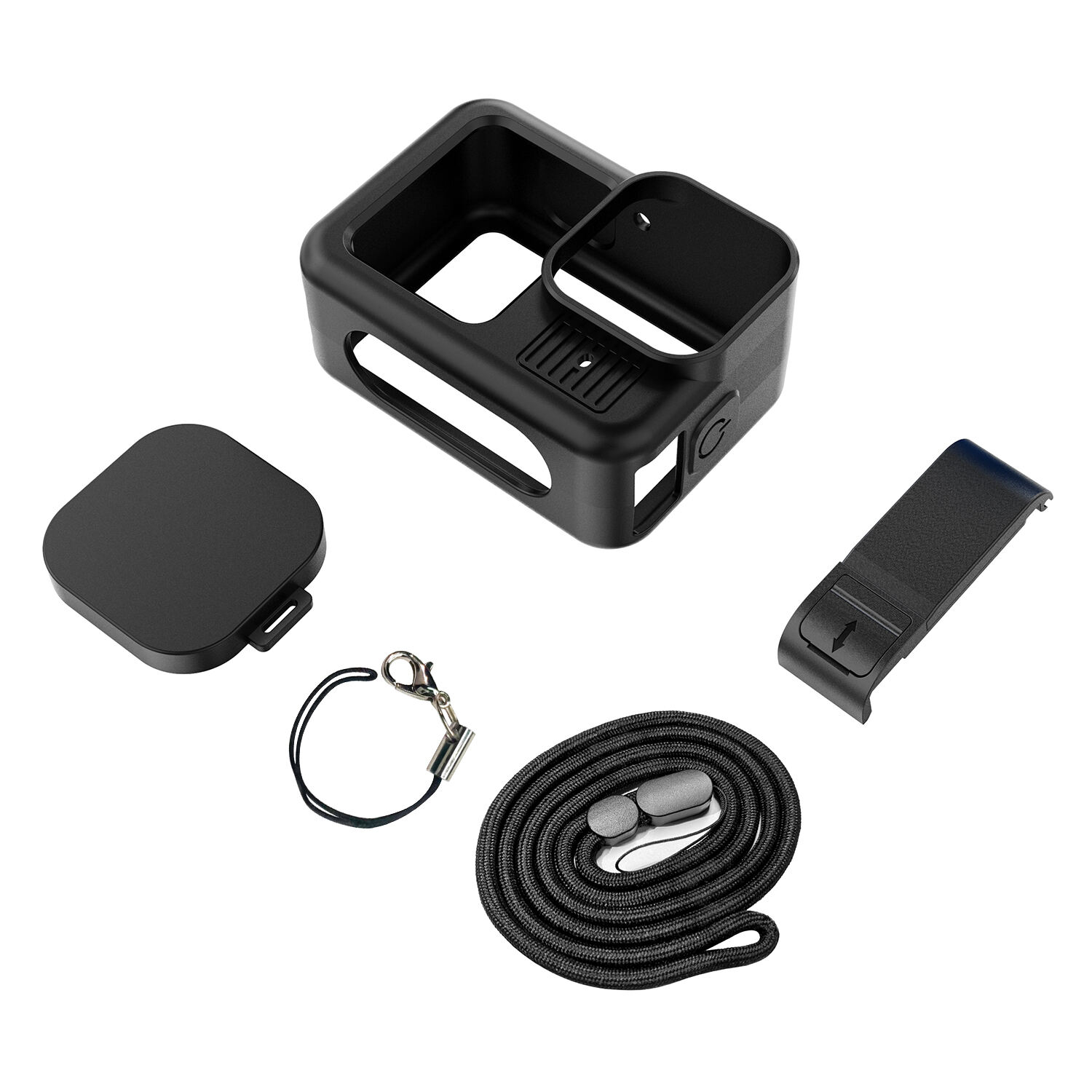 Custodia in silicone nero HSU per GoPro Hero13 Black con copriobiettivo e cordino per GoPro Hero 13 Black Kit di accessori