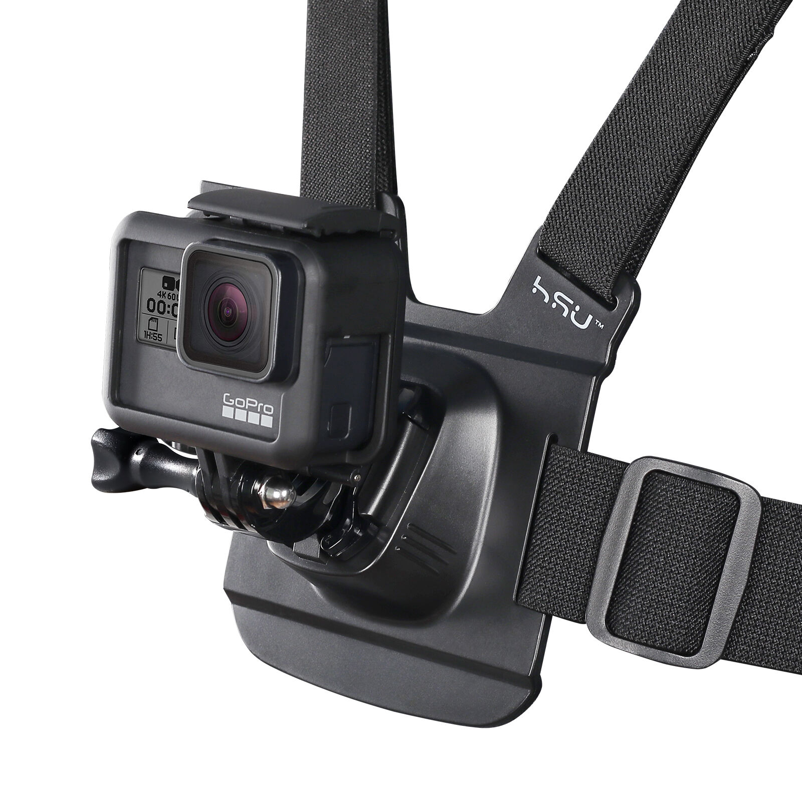 HSU Arnês de montagem no peito Chesty Strap Sports Cameras Body Strap com J Hook e fivela de liberação rápida Clip Mount para todas as câmeras GoPro