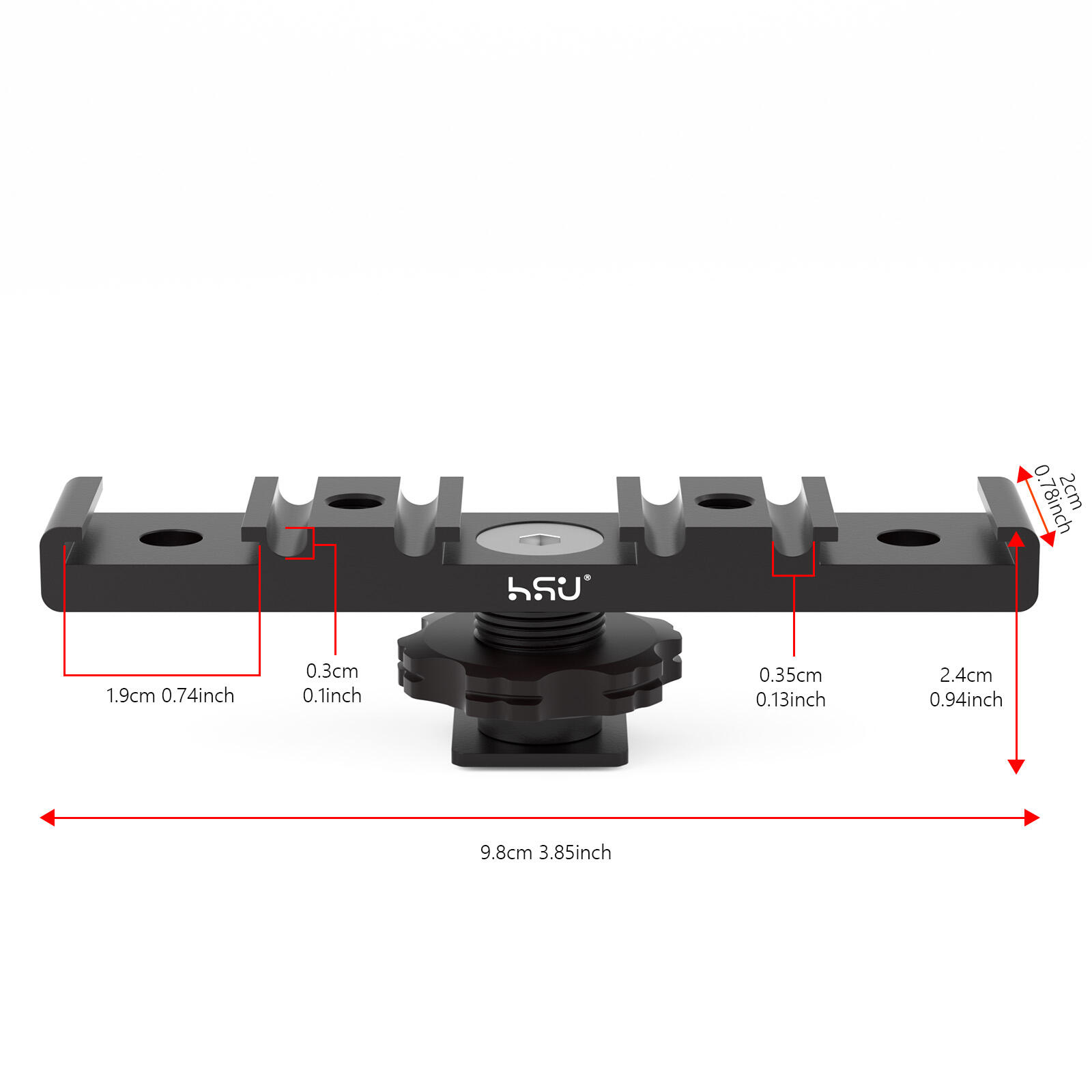 HSU Cold Shoe Mount Bracket Triple-Head Hot Shoe Mount 1/4 Screw PortAluminum Cold Shoe Plate Adapter with Cable Slot Bayonet for Microphone Led Video Light Monitor