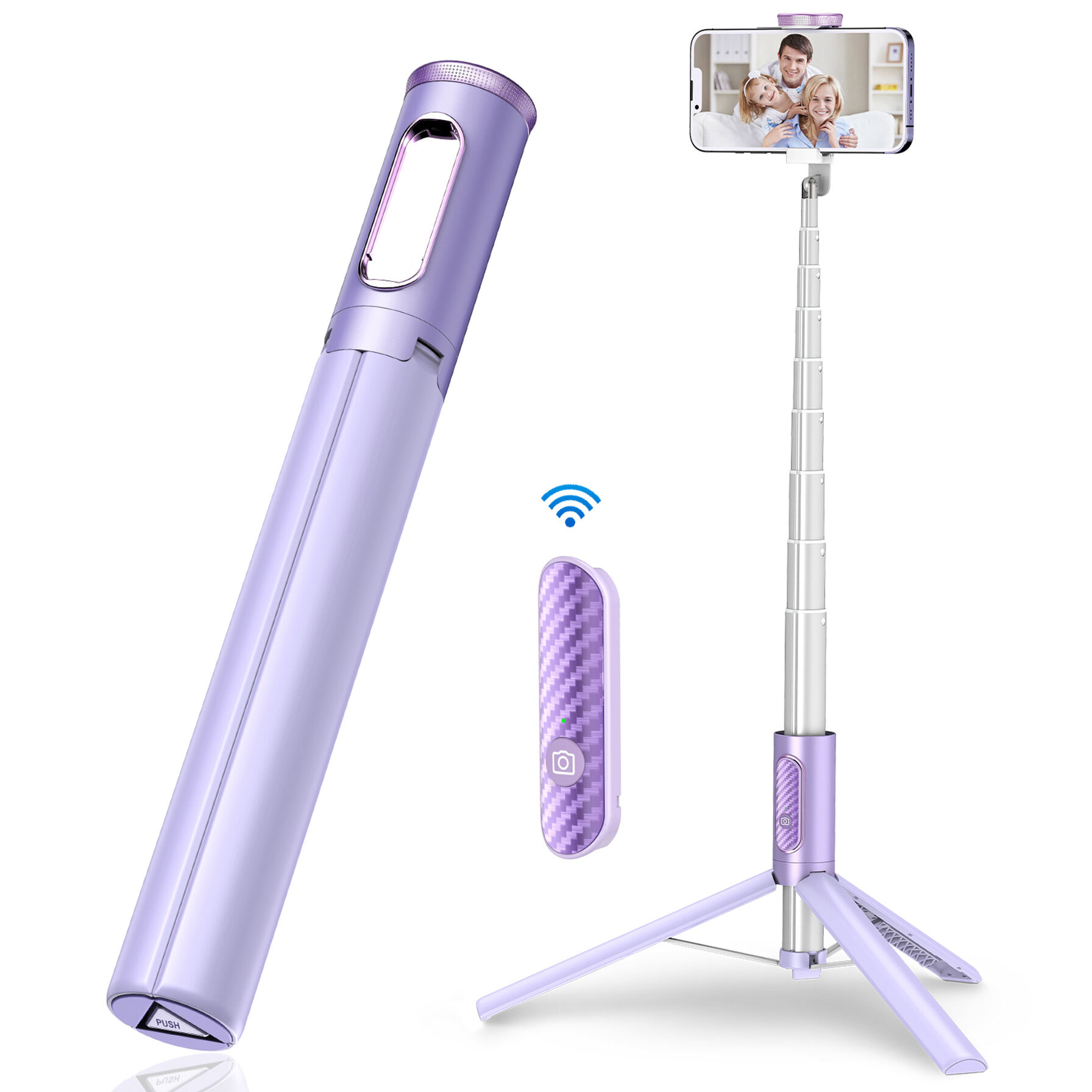 HSU 3 en 1 Mini Selfie Stick trépied monopode en aluminium support de téléphone pour Xiaomi Mi Redmi Note 9 Huawei i Phone 11 Pro Sam sung Smartphone