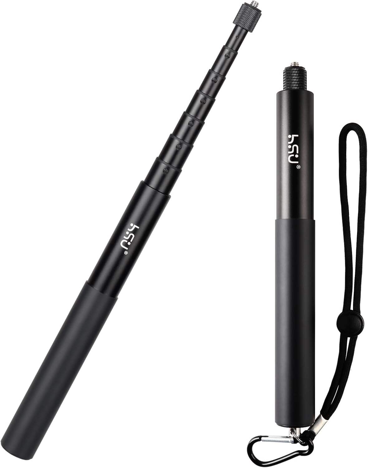 HSU 150 cm unsichtbarer Selfie-Stick, ausziehbarer Handstab für Insta 360 Action Cam Go Pro und Osmo Action Kameras