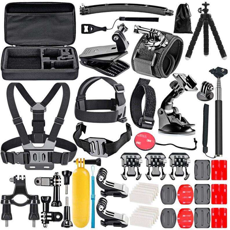 HSU Kit d'accessoires pour caméra de sport extrême Gopro 50 en 1 de haute qualité, ensemble assorti de 50 pièces Combo DJI OSMO