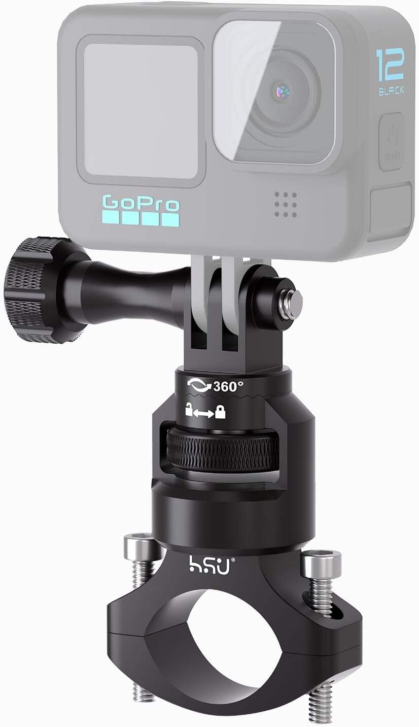 HSU एल्युमिनियम 0.87”-1.26” GoPro मोटरसाइकिल माउंट GoPro Osmo एक्शन AKASO और अन्य एक्शन कैमरे