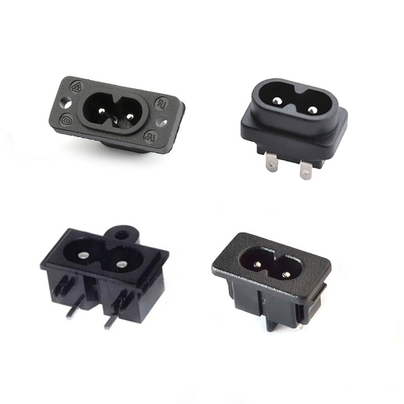 C8 Panel Mount Plug 2 Pins IEC Inlet Module Plug Power Connector Socket 