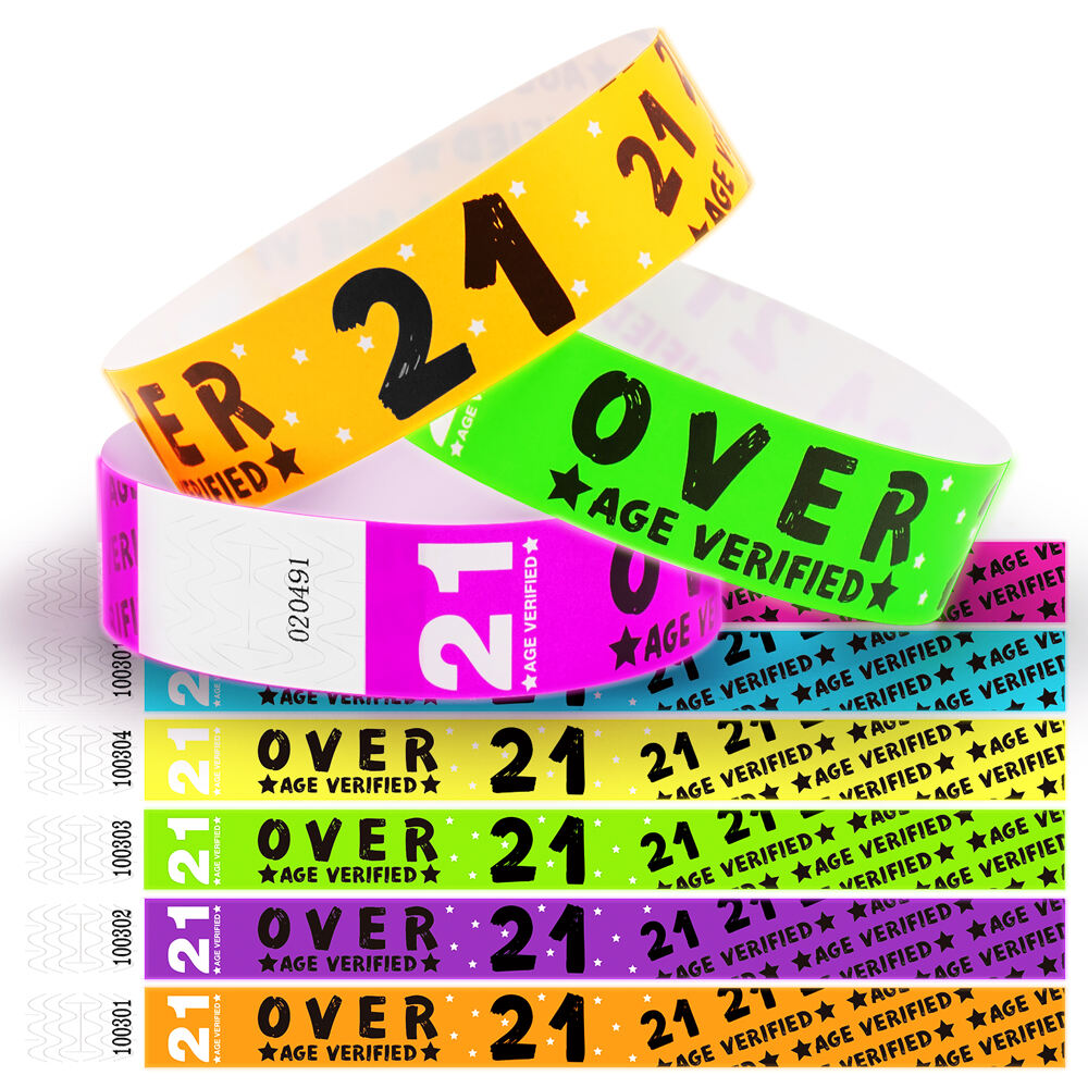 Fluorescent Colored Over 21 Age Verified Wristbands