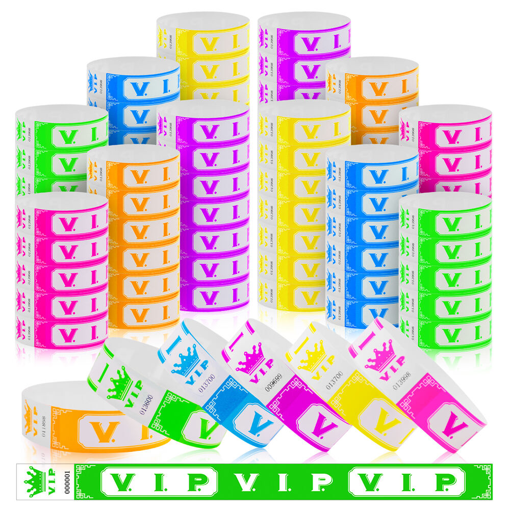 Fluorescent Colored VIP Paper Wristbands